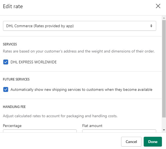 Rates at checkout for Shopify – DHL Express Commerce - Support